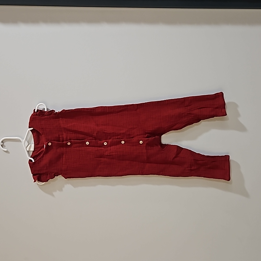 Deep Red button jumpsuit